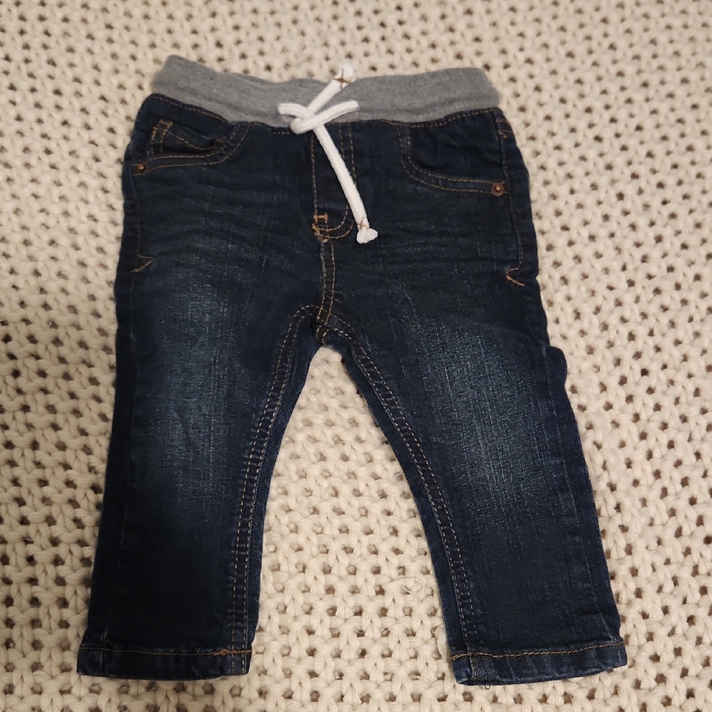 Cat & Jack Dark Blue Jeans with Gray Waistband